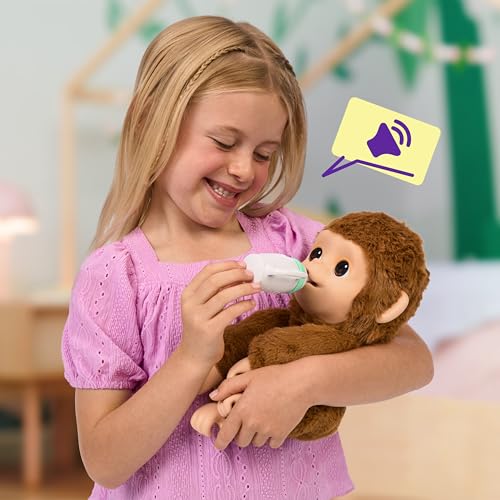 Little Live Pets My Baby Monkey Mango - Interactive Plush Toy, 50+ Sounds & Reactions, Moving Mouth, Bottle Feeding, Thumb Sucking, Grippy Hands & Feet, Soft Cuddly Stuffed Animal - Gift for Kids 4+ - Image 3