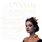 Sularpek 25 Pcs Tatouages Dorés à Paillettes pour Le Visage Effronté, Métal Tatouages Temporaires, es Taches de Rousseur, Étoiles Dorées et Points, Pour Halloween, Fête, Carnaval, Festival, Noël