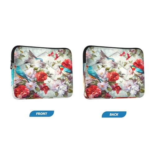 Funda para portátil 13-14 pulgadas con diseño de flores y pájaros miniatura 2