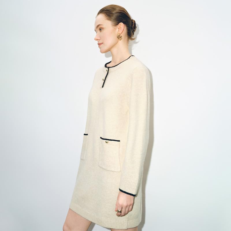 Image of URBAN REVIVO Fall Oversized Sweater Dresses for Women 2025 Long Sleeve Knit Casual Crew Neck Loose Mini Pullover Tops