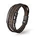 Produktbild UNIQAL | Lederarmband Herren "BLACK SHAPE" Mens Bracelet | Edelstahl, Echtleder | Etui Box Gratis (Braun, 21.00)