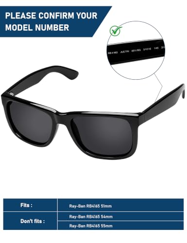 Image of LenzReborn High-impact Polarized Lens Replacement for RayBan Justin RB4165 54mm /51mm /55mm Sunglass