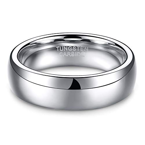 Image of TRUMIUM 2mm 4mm 6mm 8mm Tungsten Wedding Band Ring for Men Women Silver /Rose Gold Plated /Rainbow /Gold Plated Domed High Polish Engagement Promise Rings Comfort Fit 4-15