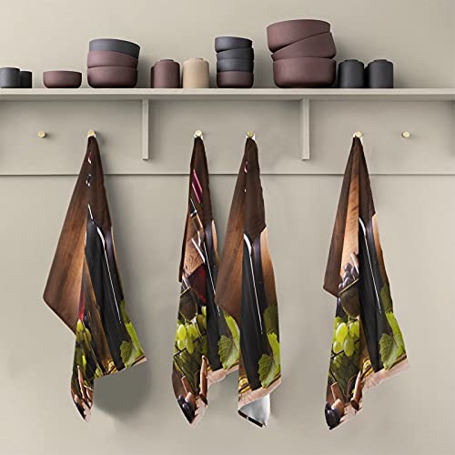 Red Wine Grape Floral Dish Towel Cloth Kitchen Bath Hand Towels 18X28 In Super Absorbent Lint Free Cleaning Cloths Tea Bar Soft Towel Kitchen Accessories Set Of 1 #TOP4