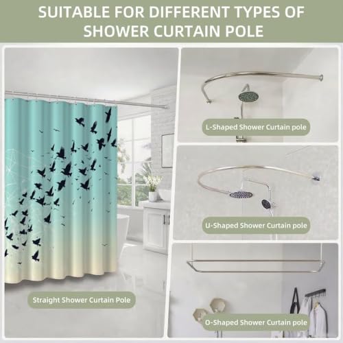 Rideau de douche 240x200 sarcelle en tissu polyester imperméable