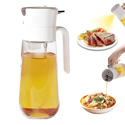 Anevios 2-in-1-Multifunktions-Ölflasche 550 ml Öl Sprühflasche Glas Ölspray zum Kochen Olivenöl Sprühflasche Küche Sprühflasche für Luftfritteuse, Salat, Backen, Grillen, Heißluftfritteuse
