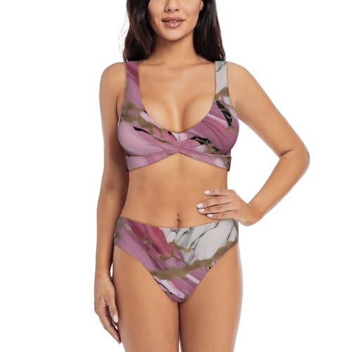 Maillot de bain 2 pièces à motif marbre idéal pour vos vacances à la plage