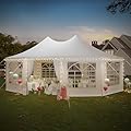 EROMMY 26x19ft Party Tent, White Wedding Tent, Decagonal Heavy Duty Canopy with 8 Removable Sidewalls, 8 Church Windows and 2 Pull-Back Doors, Outdoor Gazebo Pavilion Shelter Tent for Party, Event