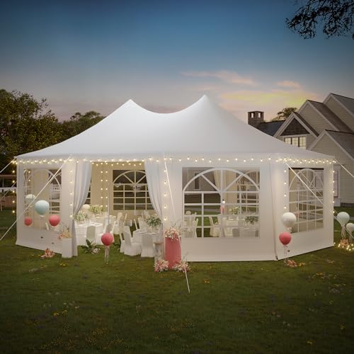EROMMY 26x19ft Party Tent, White Wedding, Decagonal Heavy...
