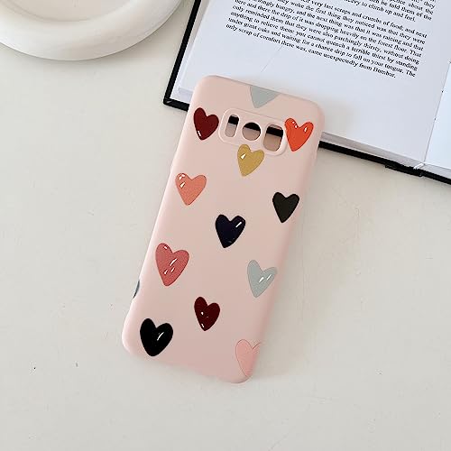 ZUKKASHAN Compatible with Samsung Galaxy S8 Plus, Soft Silicone TPU Shockproof Protective Case Cute Hearts Pattern Girls Women Back Phone Cover for Samsung Galaxy S8 Plus (Pink)