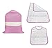 Set pour crèche Tris Sac et Serviette et Bavoir à Carreaux, Couleur en Fil avec Toile Aïda pour Broder Le nom – Rose