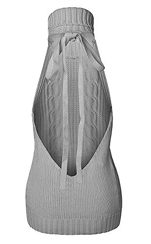 Image of Sorrica Women's Sexy Turtle-Neck Crochet Backless Sweater Japanese Anime Cosplay Cable Knit Pullover Sweater Jumper