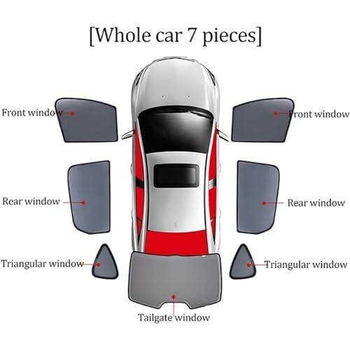 Tendine Parasole Auto Tendine parasole laterali Per Per Touran L, accessori per visiera anteriore che bloccano i raggi UV Tenda parasole(‎7pcs-wholecar)