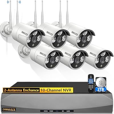 (2026 Update) 3MP Wireless WiFi Outdoor Security Camera System, IP67 Waterproof Dual Antenna Cameras, Audio Recording, Night Vision, No Monthly Fee, Home Surveillance System