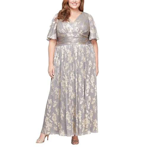 Image of S.L. Fashions Women's Long A-line Mother of The Bride Dress with Ruched Waist (Plus Size)