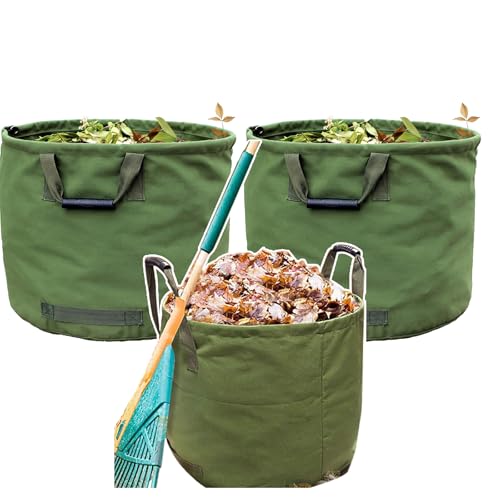 HEGGMKK 125L Gartenabfallsäcke (2 Stück/3 Stück), Strapazierfähige Tasche, Laubsäcke, Rasensäcke, Gartenabfallsäcke, Gartensäcke Für Abfall – Wiederverwendbar, 54 × 45 cm,D