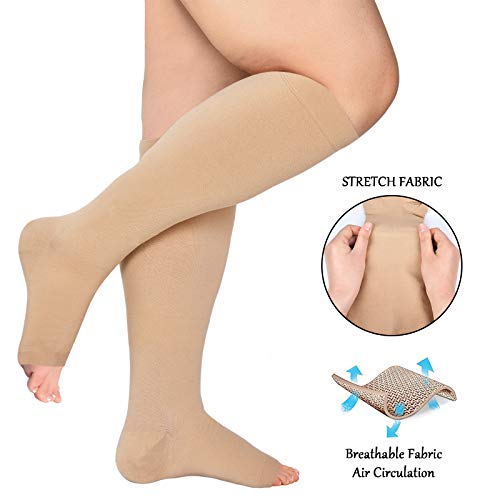 Image of Extra Wide Calf Compression Socks Toeless for WomenMen 20-32mmHg Plus Size