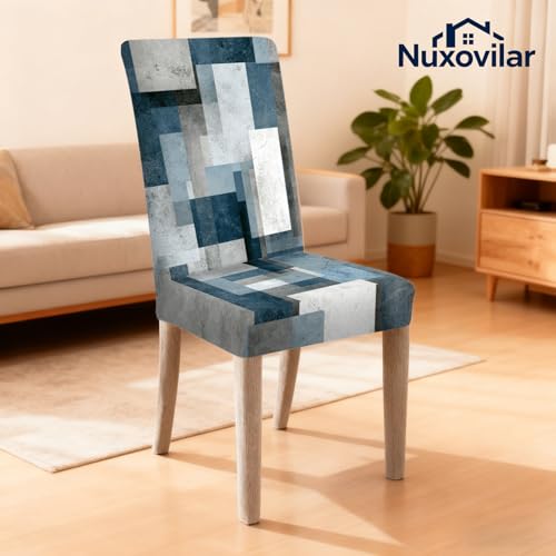 Image of Nuxovilar 6PCS Blue Gray White Geometric Square Stretch Covers