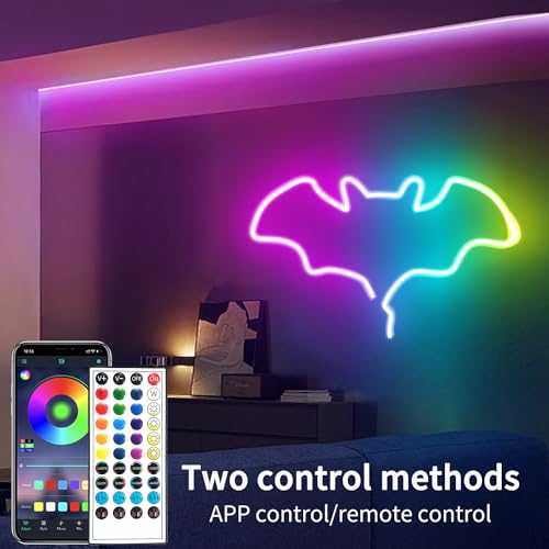 Image of LED Neon Rope Lights 32.8FT,IP65 Waterproof LED Strip Lights, Music Sync LED Lights with Remote and APP Control,24V RGB LED Rope Lights for Bedroom,Holiday Decoration(with Snap &Screws) | Music Sync LED Lights with Remote and APP Control,RGB LED Rope Lights for Bedroom,Holiday Decoration(with Snap &Screws)