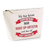 Kosmetiktasche Beste Make-Up-Artistin Powerfau - praktische Schmink- & Kulturtasche für Make-up & Reise - Geschenk zum Ruhestand, Abschied oder Geburtstag für Kollegin oder Chefin