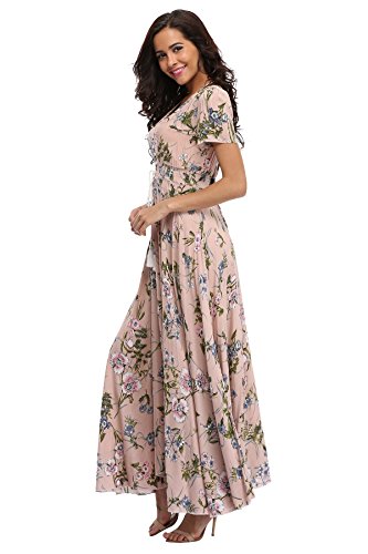 Ferrendo Women's Floral Maxi Dress Button Up Split Flowy Bohemian Party Beach Dresses3