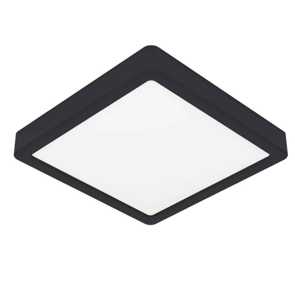 Eglo Fueva 6 Lámpara de techo LED cuadrada, de superficie, de plástico, en blanco y negro, color luz blanco cálido o blanco frío, diámetro de 22 x 22 cm