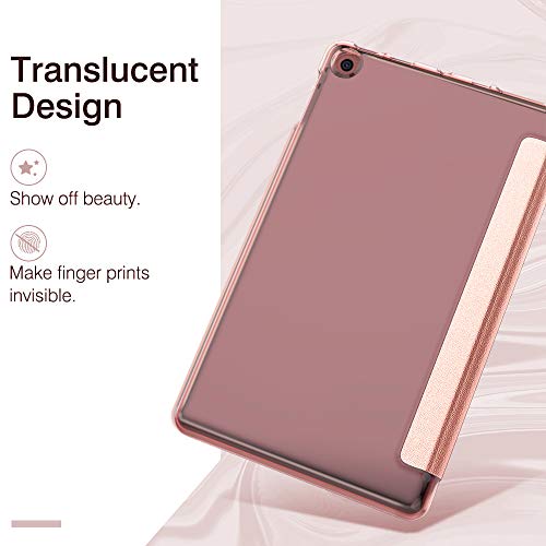 Dadanism All-New Amazon Kindle Fire 7 Tablet Case (9Th Generation, 2019 Release), [Flexible Tpu Translucent Back Shell] Ultra Slim Lightweight Trifold Stand Cover With Auto Sleep/Wake - Rose Gold #TOP1