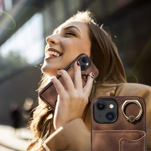 Étui iPhone 15 portefeuille en cuir kaki pour vos déplacements