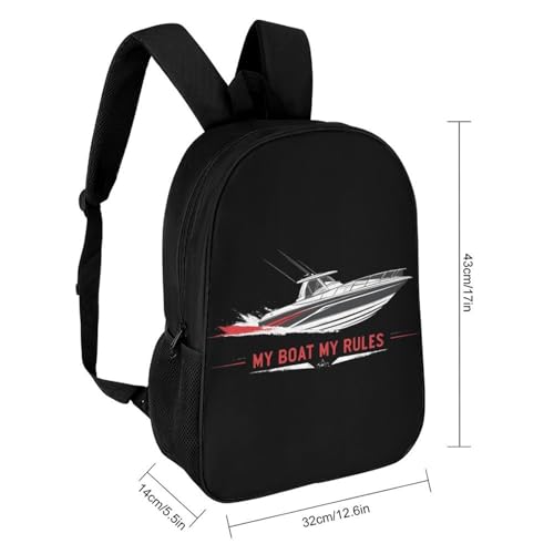 Motorboat Boating Captain Unisex Backpack 17" Casual Daypacks Simple Shoulders Bag for Camping Hiking Travel Gear2