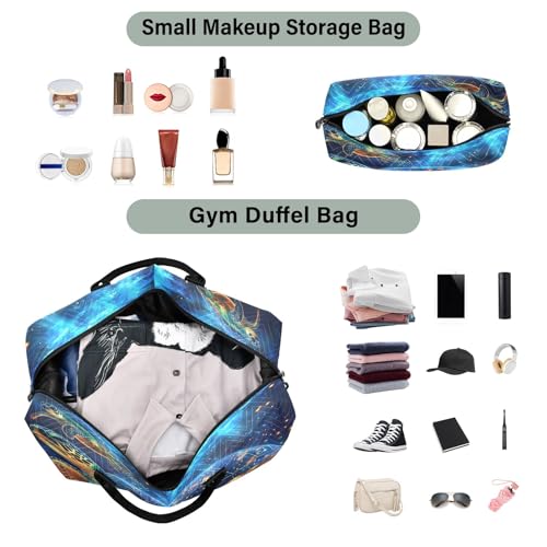 Weekender Bags Travel Duffel Gym Bag Dreamy Two Turtles Carry on Overnight Tote Bag with Toiletry Bag for Airplane Travel Trip Gym Yoga4