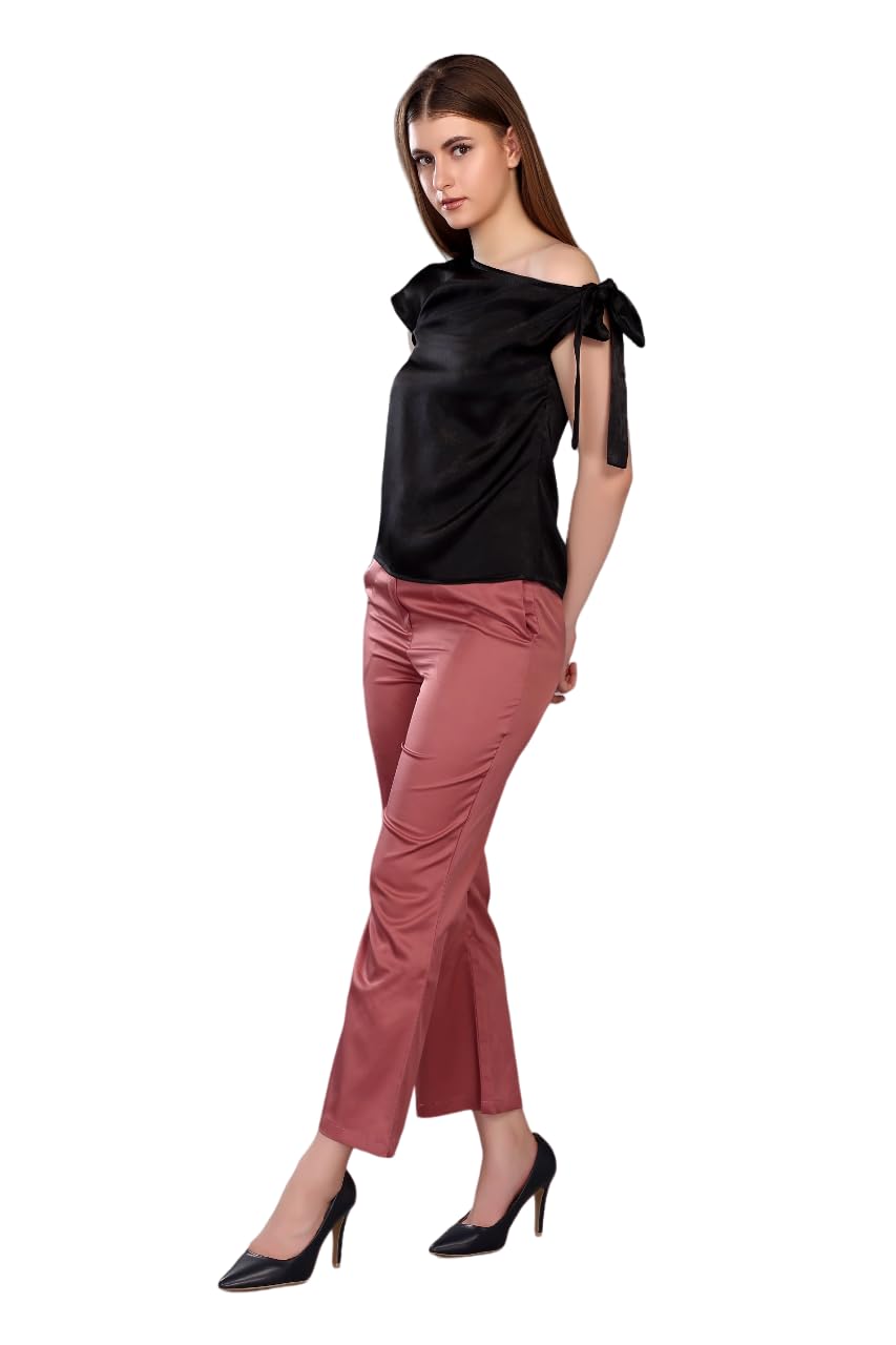 dresit Women's Spandex One Shoulder Bow Top-picture-21