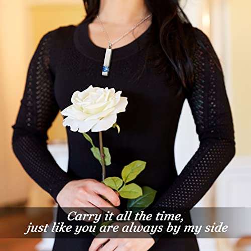 Highergo Urn Necklaces for Ashes Cremation Jewelry Urns Necklace Silver Black Stainless Steel Memorial Pendant Locket Vertical Bar Keepsake Pendant for Women Men Loved Ones Human Ashes3