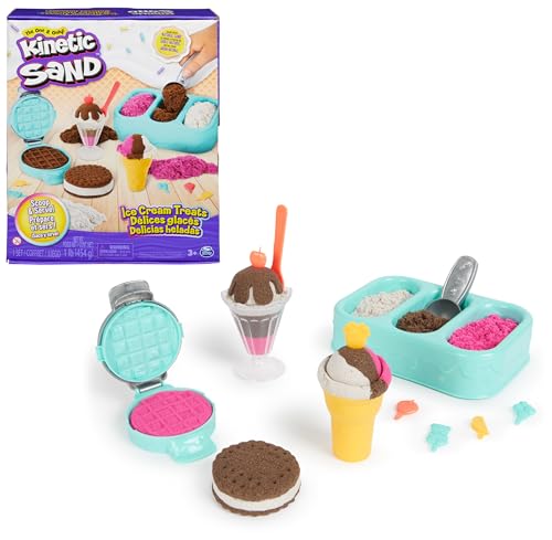 Kinetic Sand Sable Magique - Délices Glacés 454 G + 6 Outils - Créez Différentes Formes Hypnotisantes avec Ce Sable Magique comme De La Pâte A Modeler -...