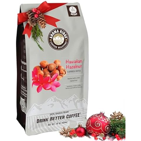 Aroma Ridge Hawaiian Hazelnut Decaf Coffee, Swiss Water Process, 100% Arabica Beans, Medium Roast,16 Ounces Whole Bean Cover