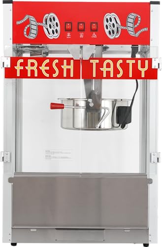 Image of Commercial Popcorn Machine - Countertop 38OZ Kettle Popcorn Machine for Theater Style, Stainless Steel, 3-Switch Control, for Business, School, Corporate,Institutional, Movie, Home use, Red