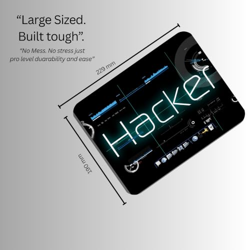 Image of ELIFF Hacker Tech Mouse Pad, Futuristic Digital Design, Non-Slip Base, 3mm Thick, Polyester, 190mm x 230mm, for Gamers and Programmers