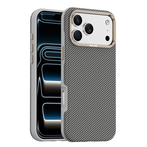 Coque iPhone 17 Pro magnétique antichoc en fibre de carbone gris