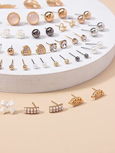 30 Pairs Latest Stylish Crystal Pearl Earrings Combo Set