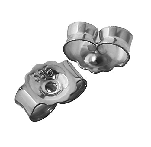 NKlaus 1 Paar 585 Weißgold 14 Karat Gold 5,2mm Loch: 0,8mm Gegenstecker für Ohrstecker Ohrringe Ohrstopper Pousetten Ohrmutter Butterfly Schmetterling Verschluss 4823