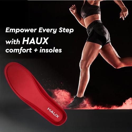 Image of HAUX Comfort+ Memory Foam Insoles for Men | Soft Cushion Shoe Insole for Daily Use, Walking, Running, Sports & All-Day Standing Comfort (Red(Combo), 6&9)