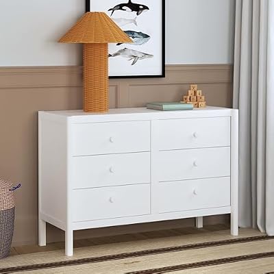 Davinci Birdie 6-Drawer Dresser with 9+ inch Drawer Extension in White, GREENGUARD Gold Certified