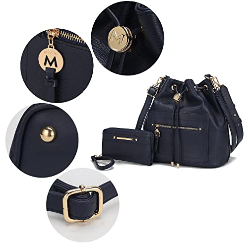Image of MKF Collection Crossbody Bucket Bag for Women, Drawstring Hobo Shoulder Bags Handbag Purse with Wristlet Wallet by Mia K