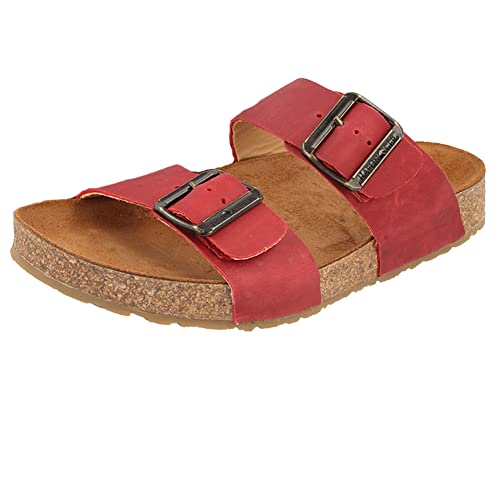 Image of HAFLINGER Andrea Elegant Leather Sandals with Rubber Sole and Cork Latex Footbed Unisex