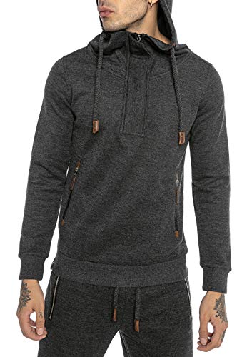 Redbridge Sudadera para Hombre Suéter Pulóver con Capucha Jersey Cuello Alto Gris Oscuro L