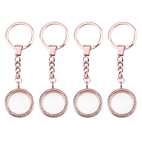 WANDIC Rhinestone Photo Charm Keychain
