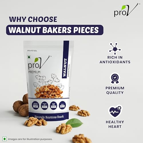 Image of ProV Premium - Walnut bakers pieces 250 gm| Natural Akhrot Giri | Healthy & Tasty Snacking Dryfruit | Rich In Protein, Iron & Antioxidants | Omega3 Booster| Helps in Cardiac Health (Pack of 2)