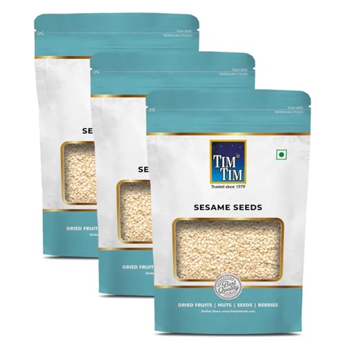 Image of Tim Tim Raw Sesame Seeds - Natural, Unpolished & Whole | Rich in Calcium & Iron | Super Seeds for Cooking & Health 250G X 3, 750g