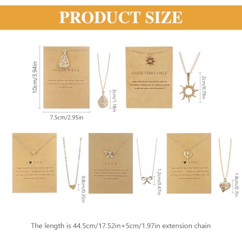 Image of Zibuyu 5PC Pendant Necklace Set for Women&Girls Stylish, Alloy Adjustable Chains Versatile Chic Jewelry Set Gifts for Girls
