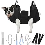 PatiencET Dog Grooming Hammock for Small Dogs Pet Hammock for Nail Trimming Dog Sling for Nail Clipping Dog Hanging Harness (Black S)