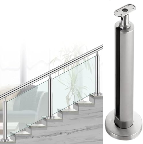 Abrazadera de vidrio antideslizante en pilar de acero inoxidable para valla de escalera